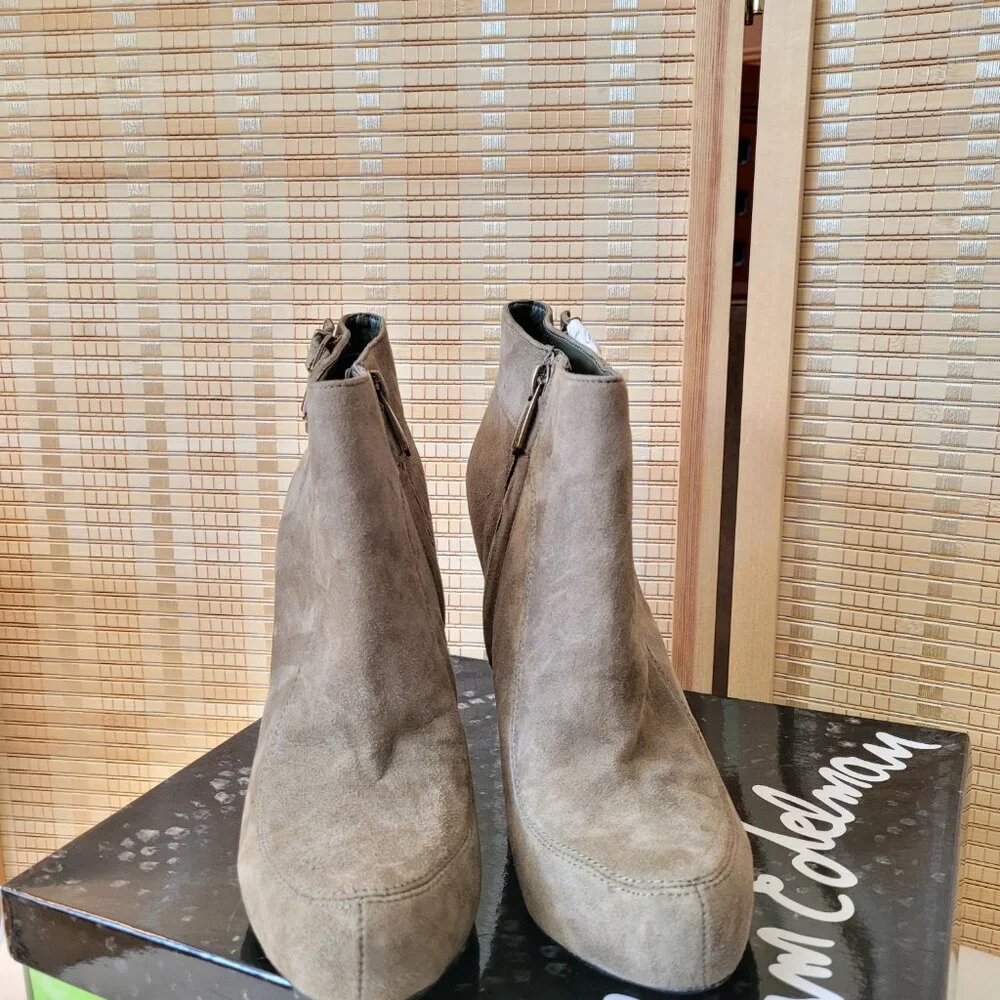 SAM EDELMAN "Kit" Suede Ankle High Heel Booties - Picture 2 of 5
